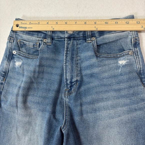 American Eagle Mom Jeans Womens 2 High Rise Distressed Straight Leg - Picture 10 of 11
